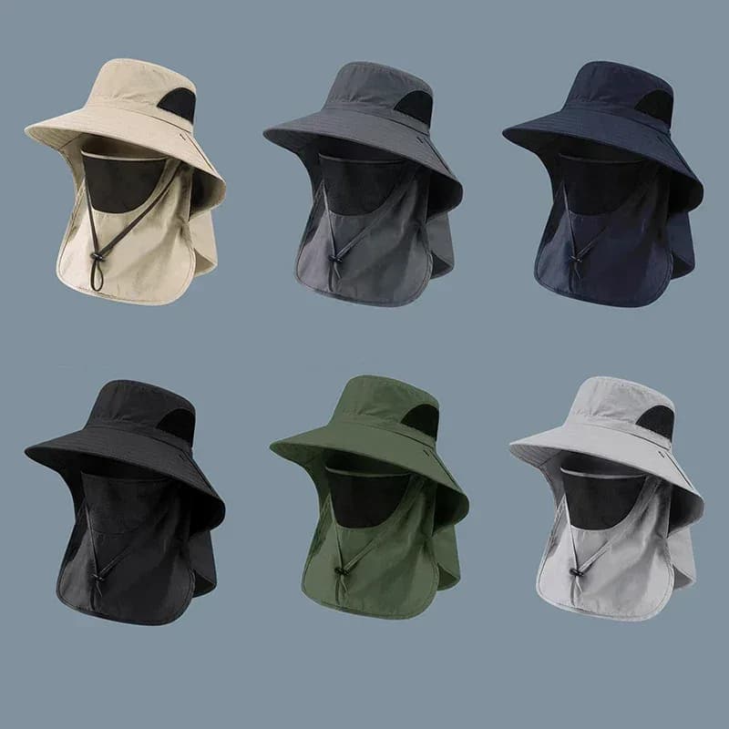 Chapeau de soleil anti-UV avec rabat de cou - mode Maxi Trouvaille