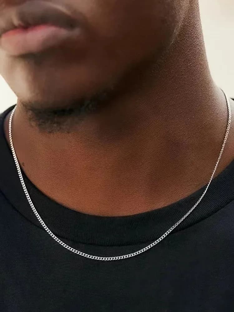 Collier chaîne cubaine en acier inoxydable - accessoires Maxi Trouvaille