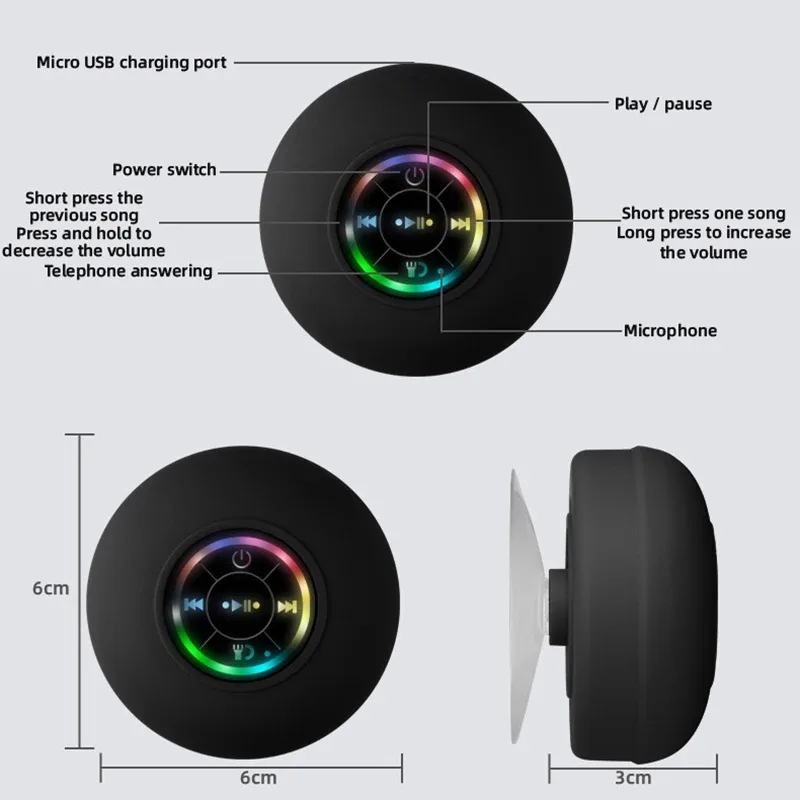 Enceinte Bluetooth étanche avec lumière RGB photo 2
