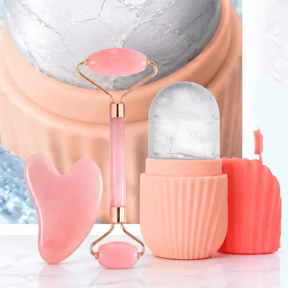 Kit massage visage 3 pièces : gua sha, rouleaux et glace photo 2