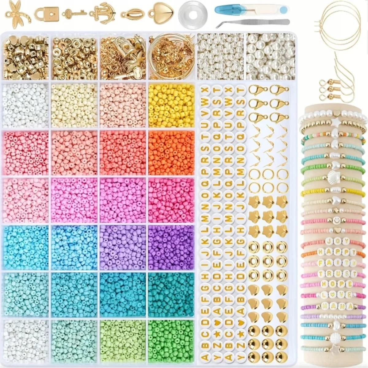 Kit 10 800 perles lettres pour bracelets DIY photo 2
