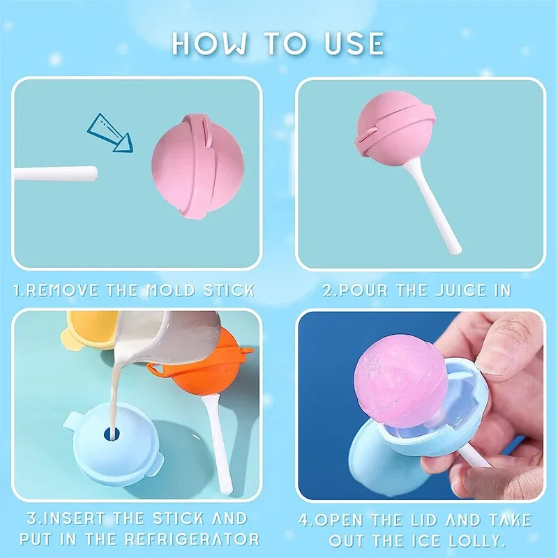 Moules à glaces en silicone avec bâtonnets photo 4