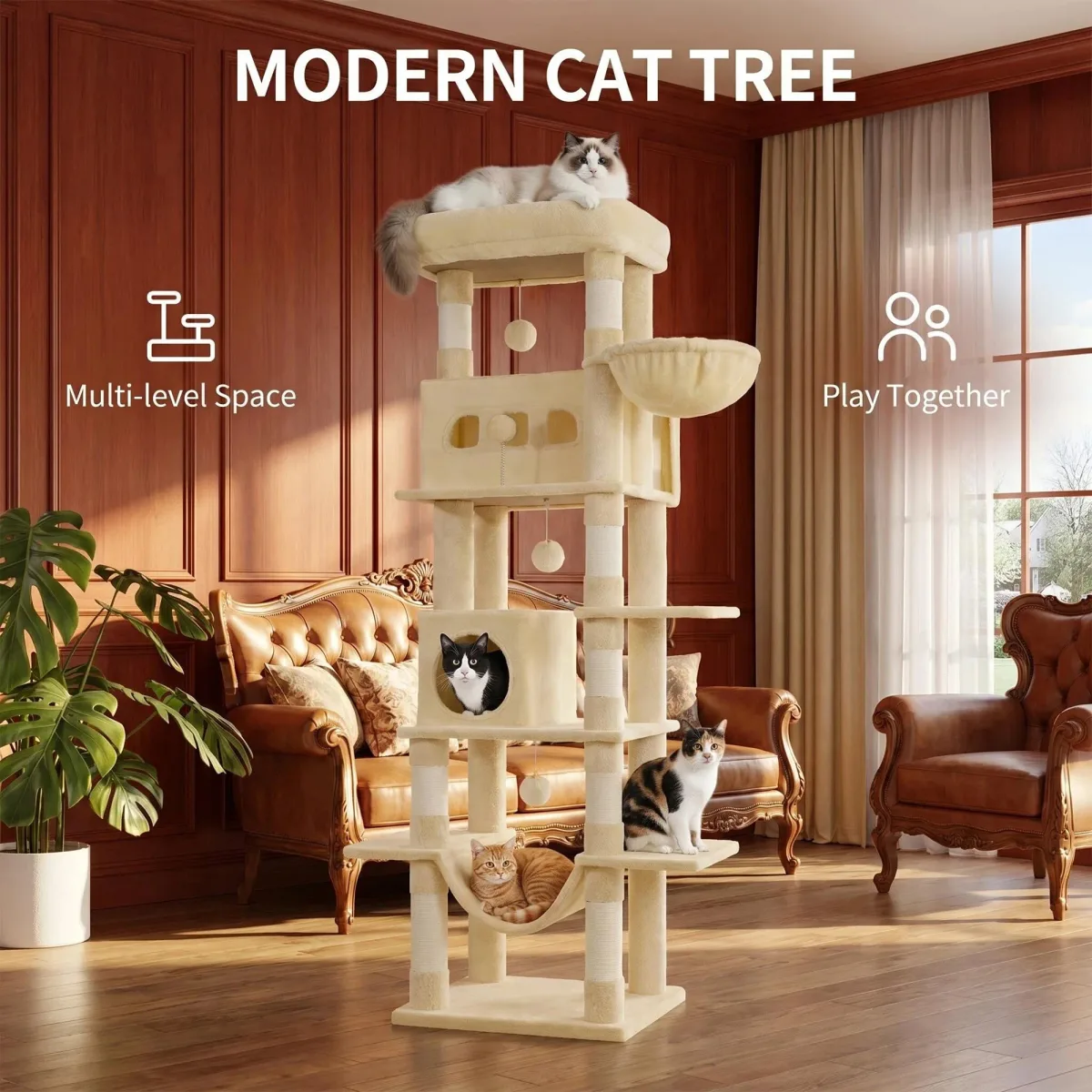 Arbre à chat 170 cm multi-niveaux - animaux Maxi Trouvaille photo 2