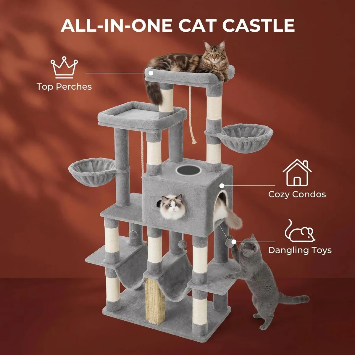 Arbre à chat 170 cm multi-niveaux - animaux Maxi Trouvaille photo 6