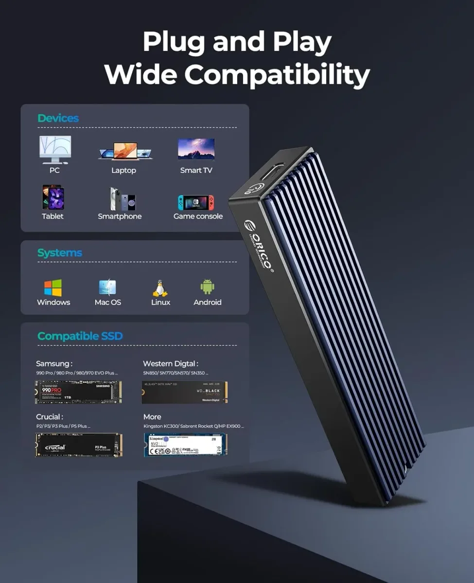 Boîtier SSD M.2 NVMe USB-C 10 Gbit/s ORICO - high-tech Maxi Trouvaille photo 4