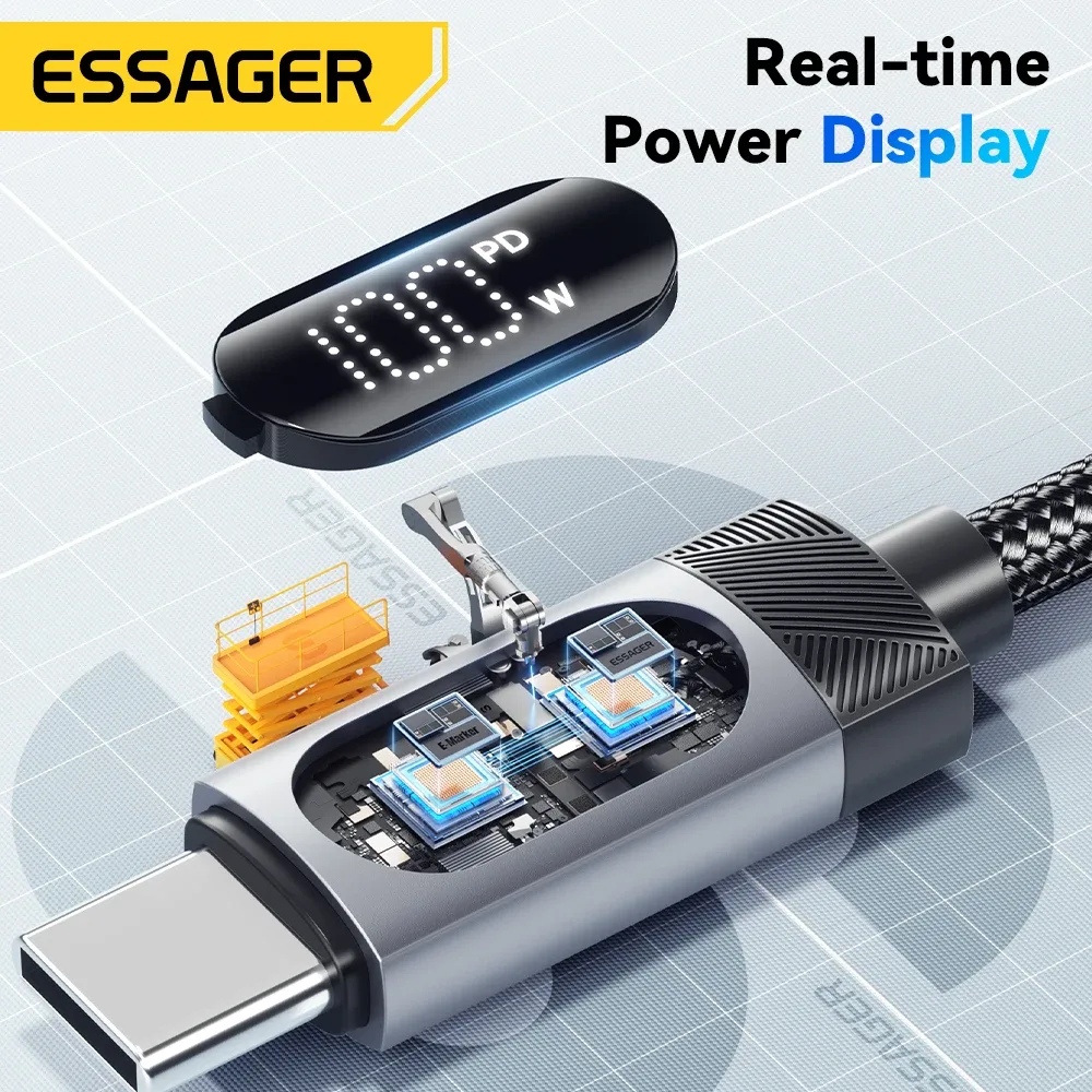 Câble USB-C 100 W à affichage numérique Essager - accessoires Maxi Trouvaille photo 4