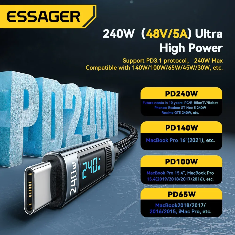 Câble USB-C 240 W PD 3.1 Essager - accessoires Maxi Trouvaille photo 2