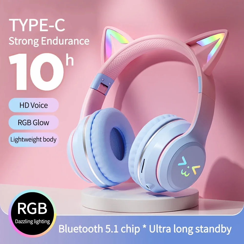 Casque gaming oreilles de chat RGB - boutique Maxi Trouvaille