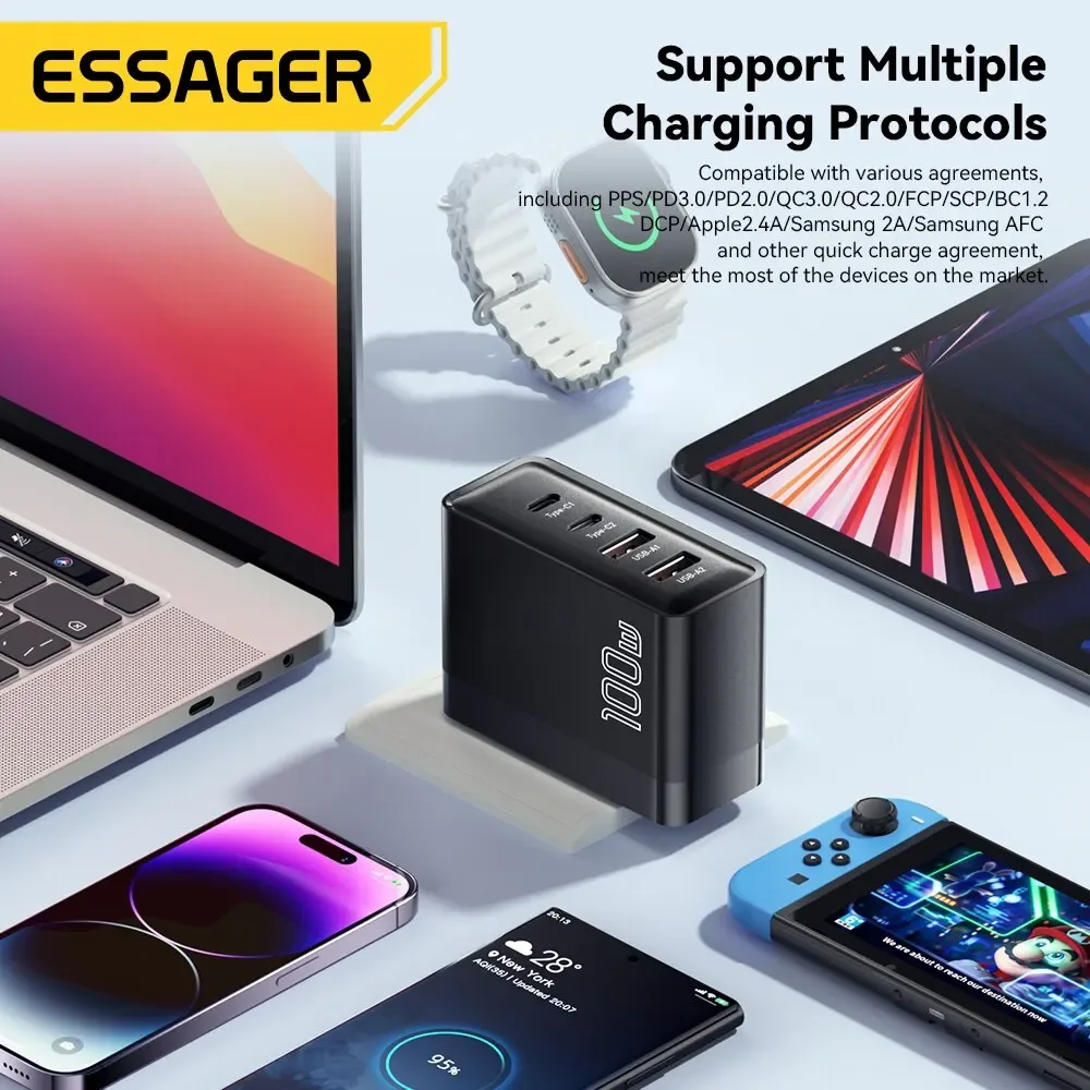 Chargeur GaN 100 W multi-ports Essager - accessoires Maxi Trouvaille photo 2