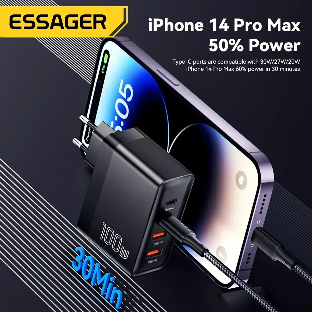 Chargeur GaN 100 W multi-ports Essager - accessoires Maxi Trouvaille photo 4