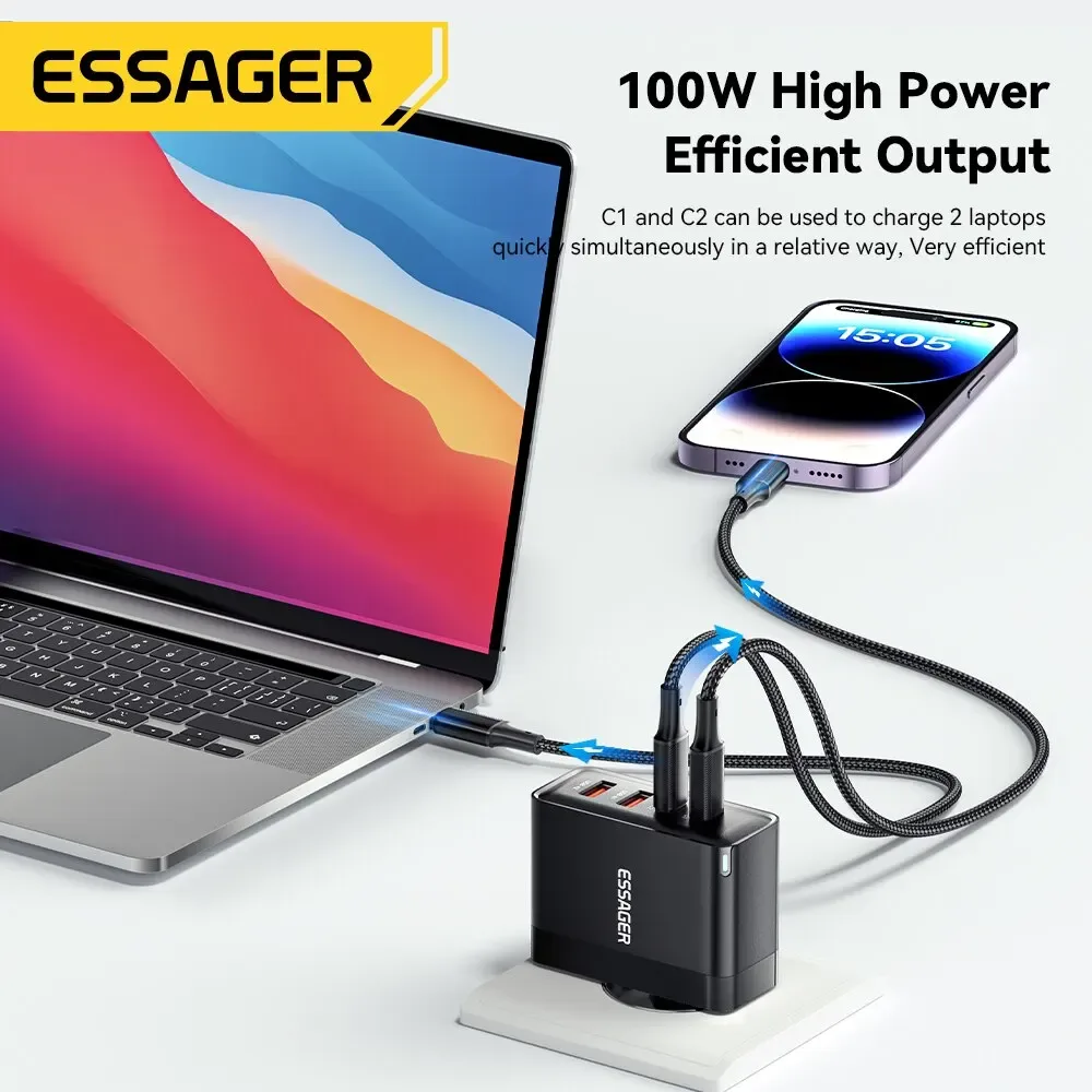Chargeur GaN 100 W multi-ports Essager - accessoires Maxi Trouvaille photo 5