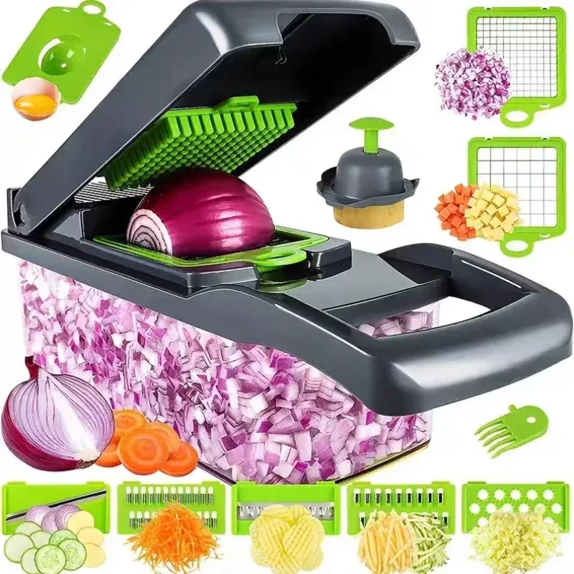 Coupe-légumes 5-en-1 avec râpe et hachoir