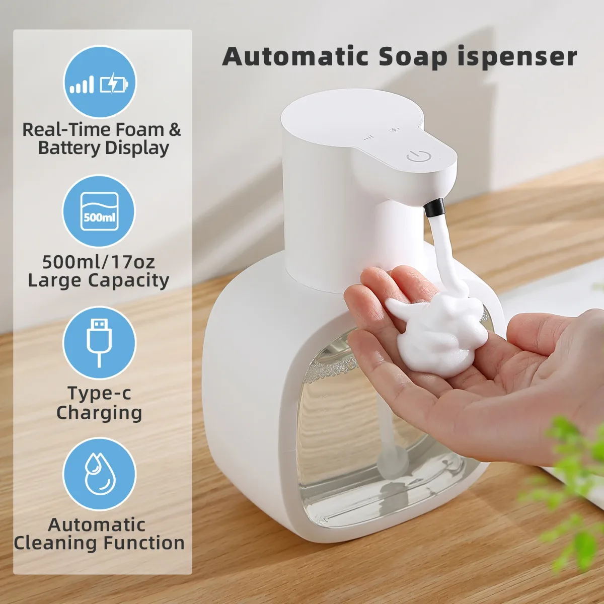 Distributeur de savon automatique mural 500 ml