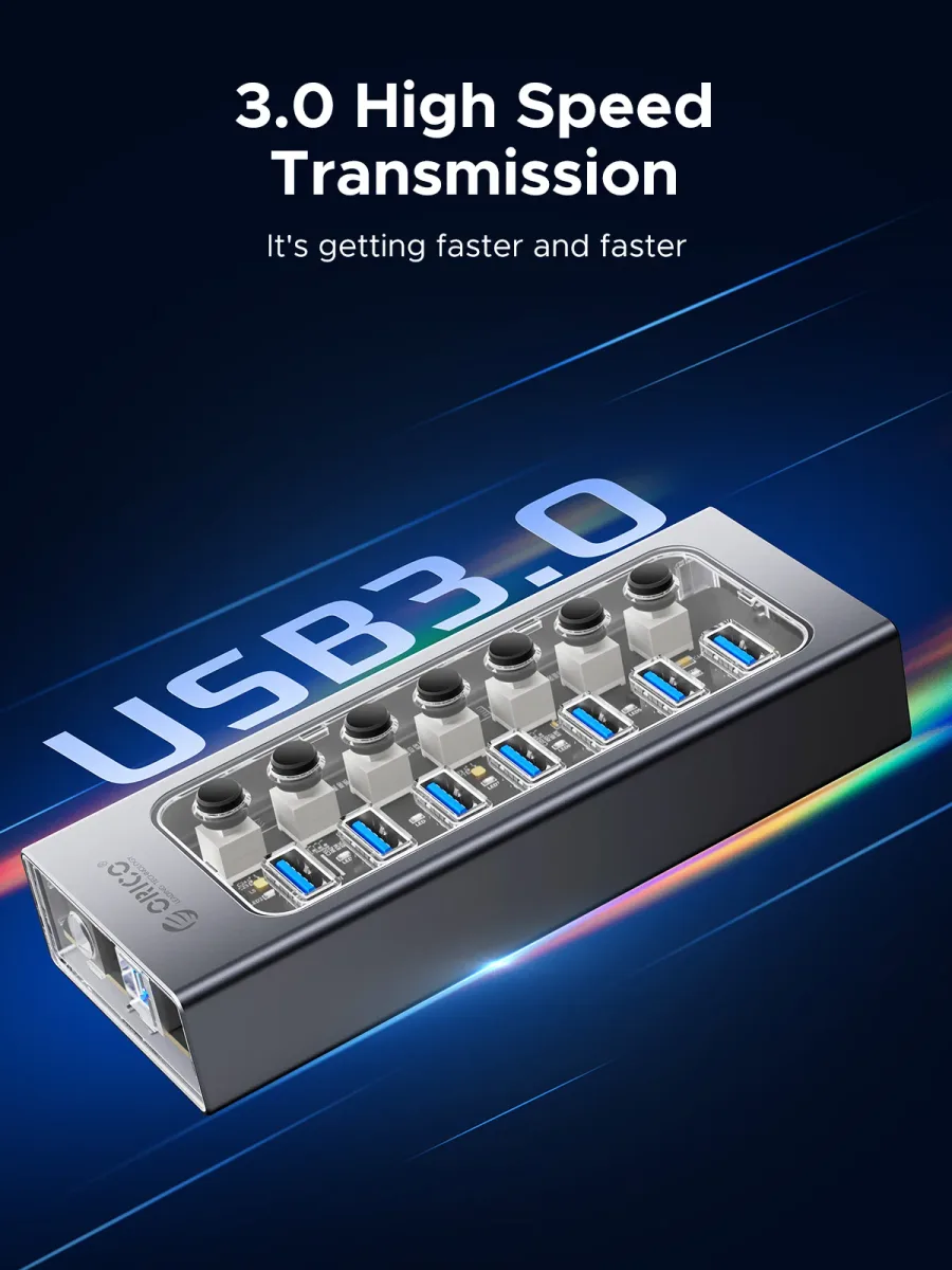 Hub USB 3.0 alimenté 7 ports aluminium ORICO - high-tech Maxi Trouvaille photo 2