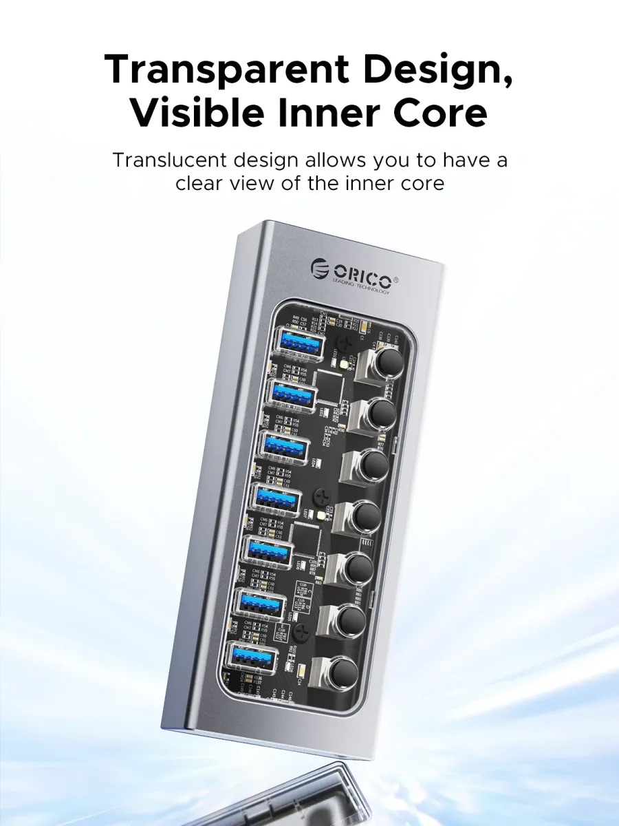 Hub USB 3.0 alimenté 7 ports aluminium ORICO - high-tech Maxi Trouvaille photo 6