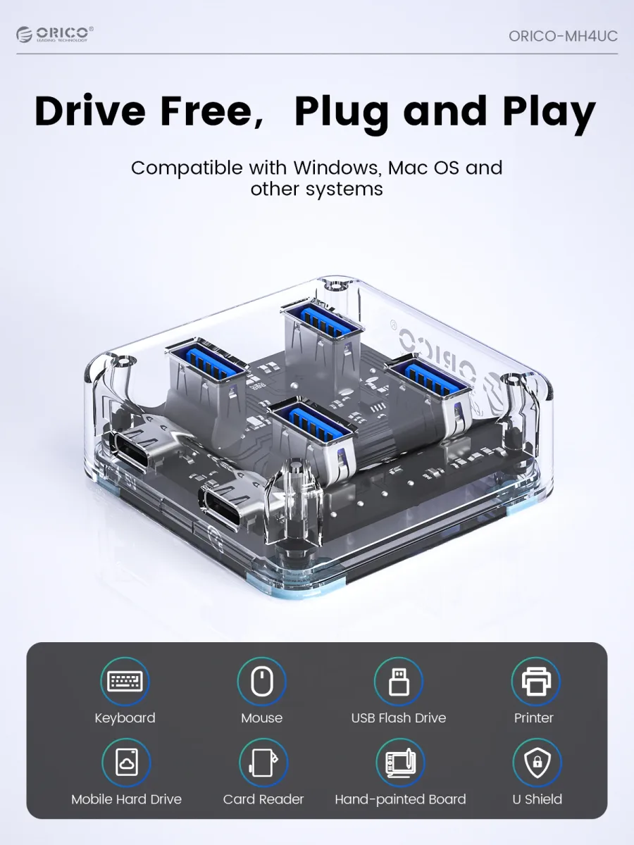 Hub USB-C 4 ports transparent ORICO - high-tech Maxi Trouvaille photo 5