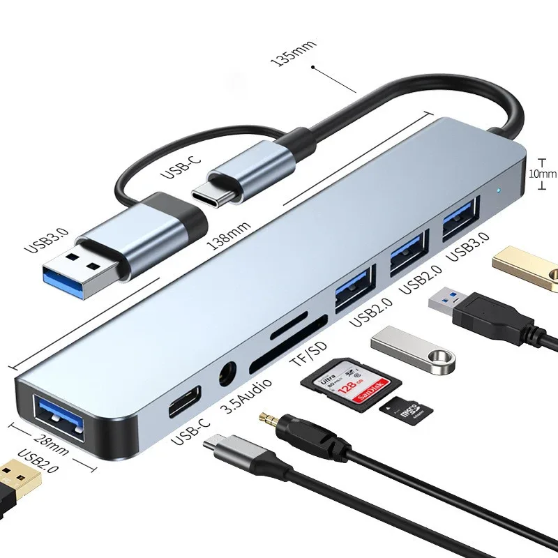 Hub USB + Type-C 8 en 2 multiport - boutique Maxi Trouvaille