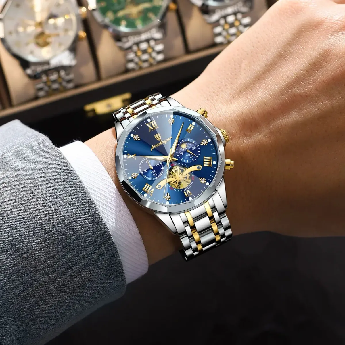 Montre homme POEDAGAR chronographe acier - mode Maxi Trouvaille photo 6