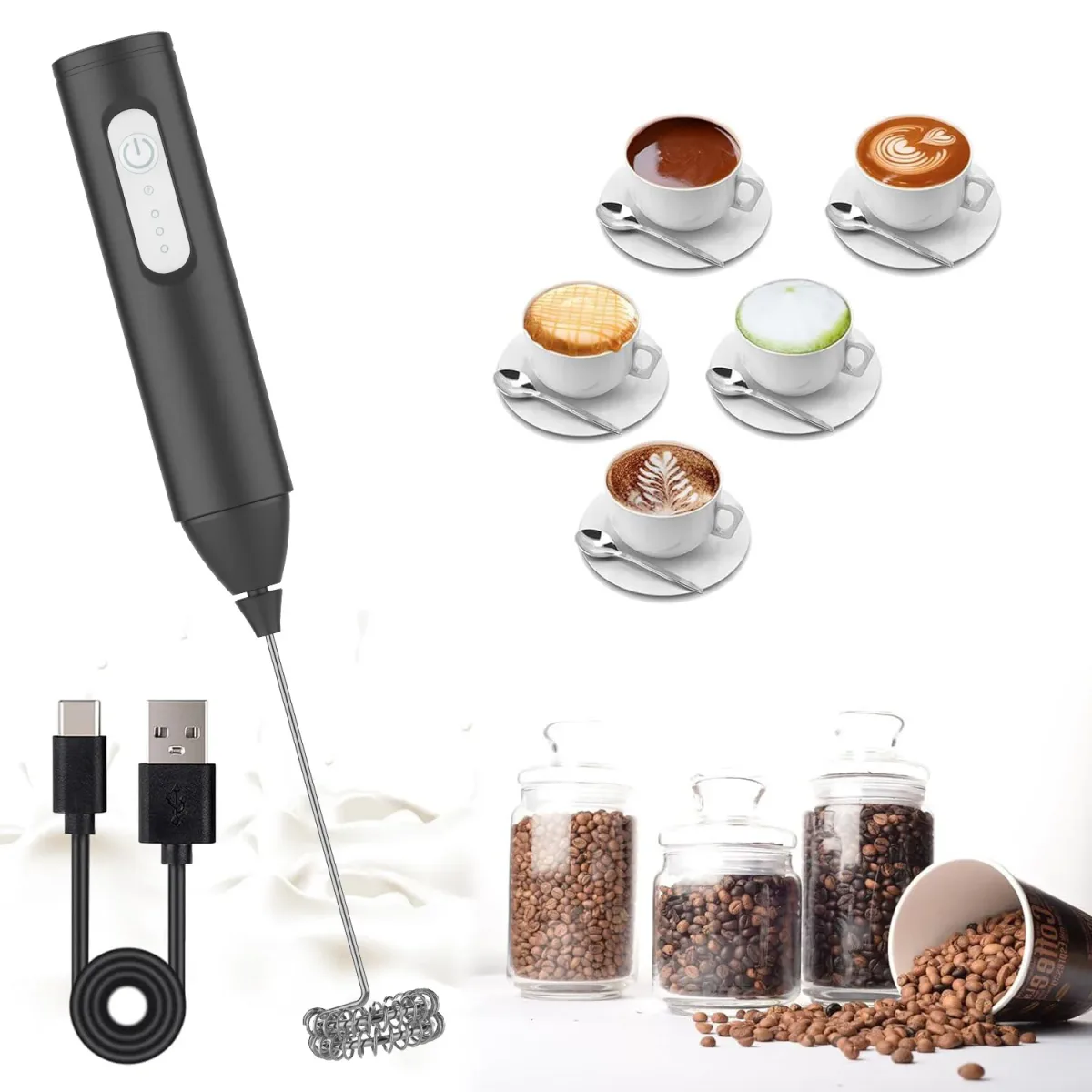Mousseur à lait électrique USB 3 vitesses - cuisine Maxi Trouvaille