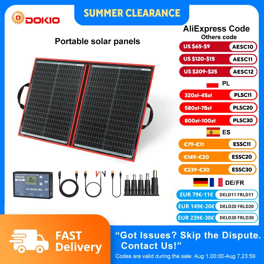 Panneau solaire pliable Dokio 100W - outillage Maxi Trouvaille