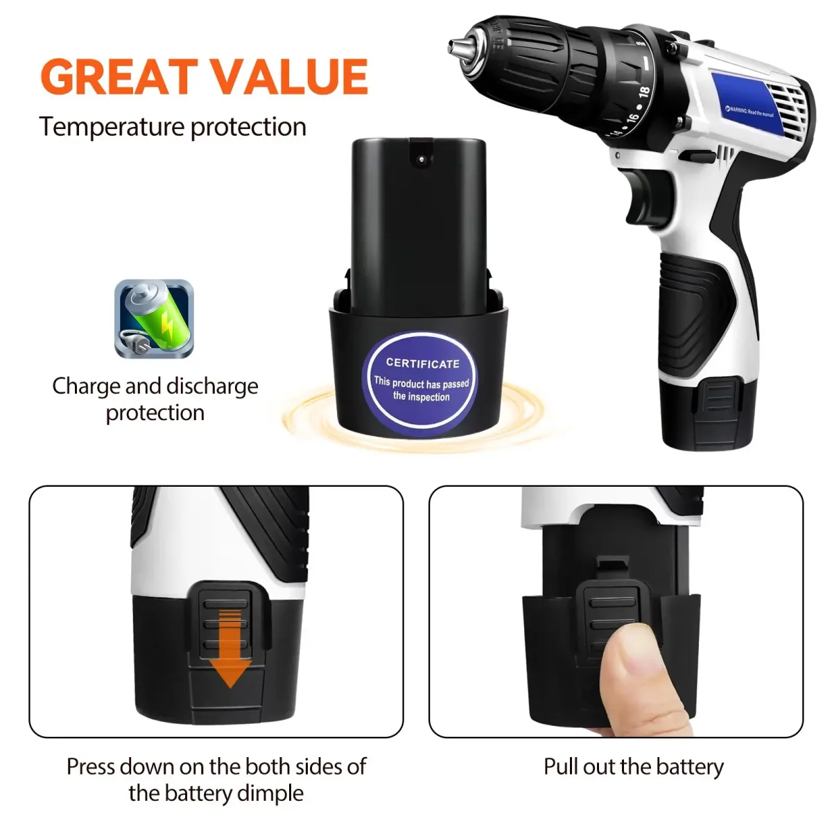 Perceuse-visseuse sans fil avec batterie - outillage Maxi Trouvaille photo 2