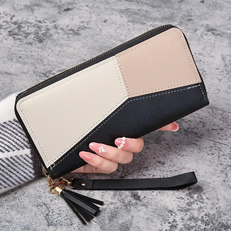 Portefeuille femme long zippé en cuir PU - mode Maxi Trouvaille