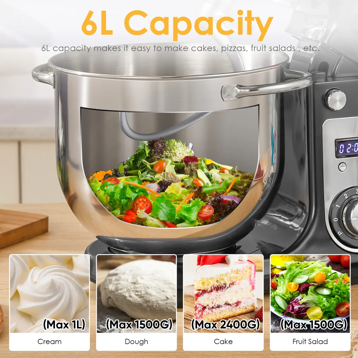 Robot pâtissier 6 L 1200 W - cuisine Maxi Trouvaille photo 5