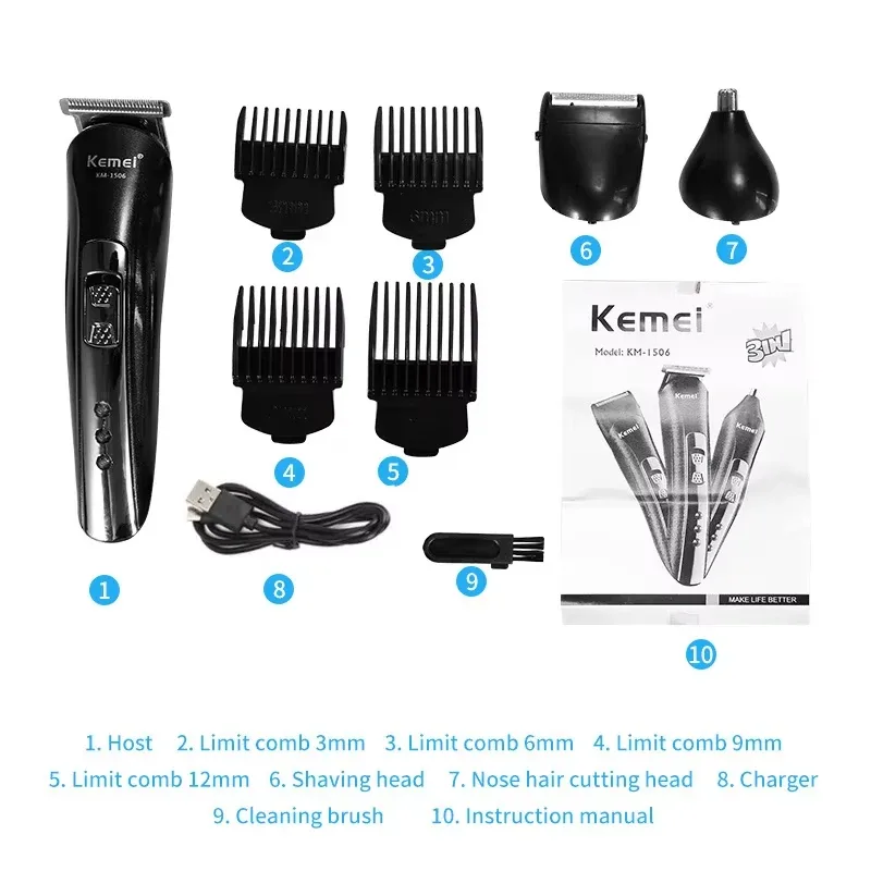 Tondeuse Kemei KM-1506 3 en 1 - beaute Maxi Trouvaille photo 3